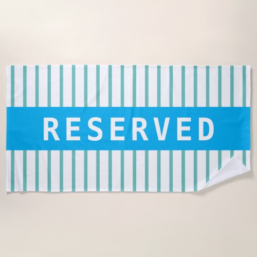 RESERVED or Name Sky Blue  Teal Stripes Beach Towel