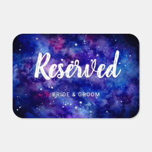 Reserved Parking Bride & Groom Galaxy Watercolor Metal Sign