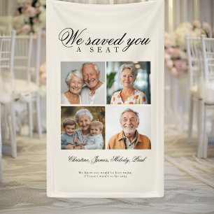 Reserved Seat - 4 Photo Memorial Beige Wedding Banner