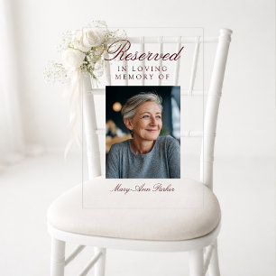 Reserved Seat Elegant Photo Wedding Memorial Acrylic Sign