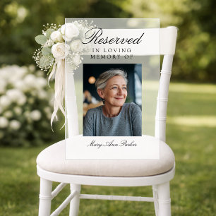 Reserved Seat Elegant Photo Wedding Memorial Acrylic Sign