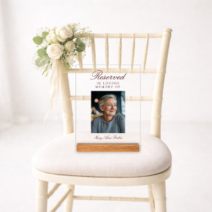 Reserved Seat Elegant Photo Wedding Memorial Acrylic Sign