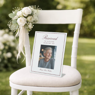 Reserved Seat Elegant Photo Wedding Memorial   Pedestal Sign