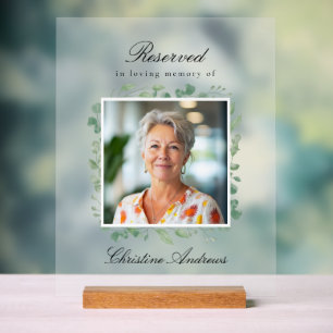 Reserved Seat - Eucalyptus Memorial Wedding Photo Acrylic Sign