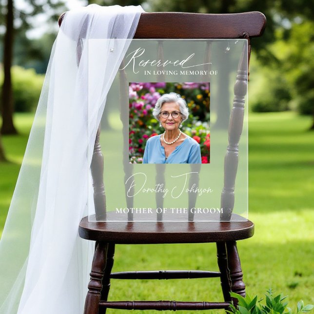 Reserved Seat Family Wedding Memorial Photo  Acrylic Sign (Creator Uploaded)
