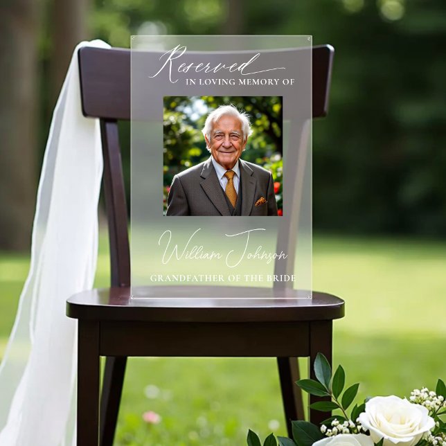 Reserved Seat Family Wedding Memorial Photo  Acrylic Sign (Creator Uploaded)