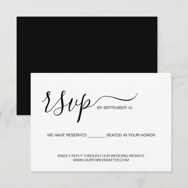 Reserved Seat in your honor Wedding Website RSVP Card (Front/Back)