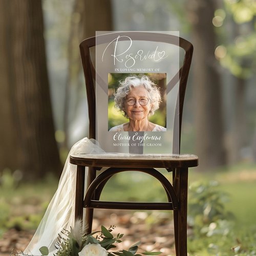 Reserved Seat Memorial Wedding Photo Frosted Sign 