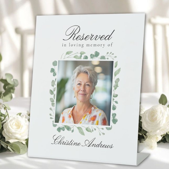 Reserved Seat - Photo Eucalyptus Memorial Wedding Pedestal Sign (Custom Reserved Seat - Eucalyptus Memorial Wedding Photo Pedestal Sign)