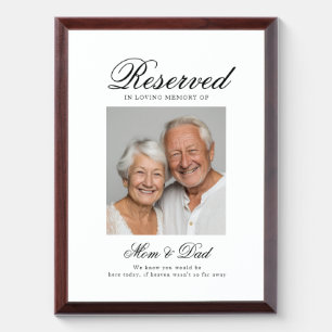 Reserved Seat - Photo Memorial Wedding  Award Plaque