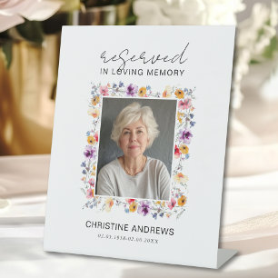 Reserved Seat - Wildflower Photo Memorial Wedding Pedestal Sign