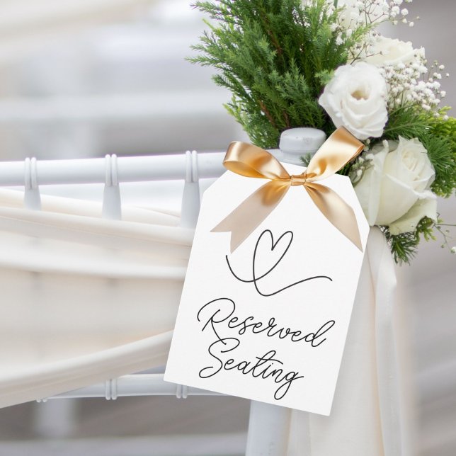 Reserved Seating Doodle Heart Wedding Large Tag (Creator Uploaded)