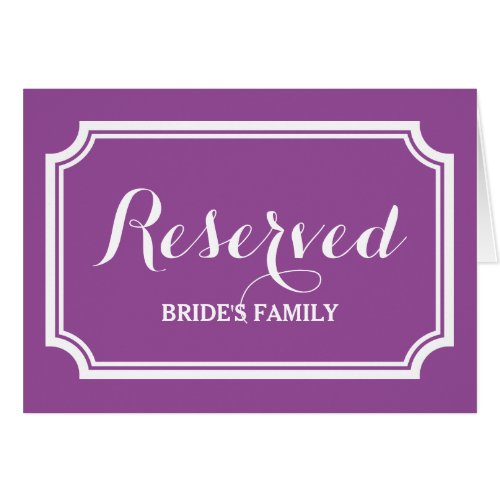 Reserved seating or table sign cards for wedding