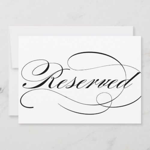 Reserved seating sign for wedding reception invitation