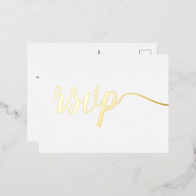 Reserved Seating Simple Elegant No Mail back rsvp Foil Invitation Postcard (Front/Back)