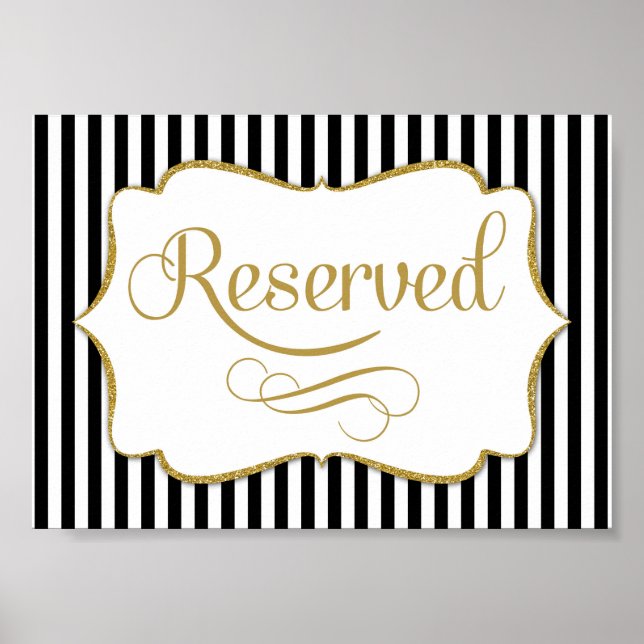 Reserved Sign Black Gold Stripe (Front)