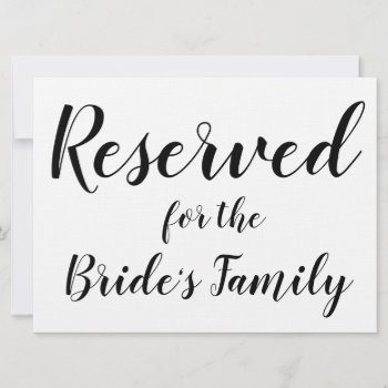 Reserved Sign - Bride's Family by Evented at Zazzle