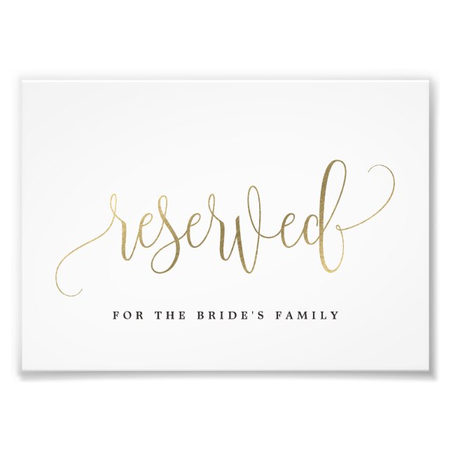 Reserved Sign Choose Your Size Faux Gold (Front)