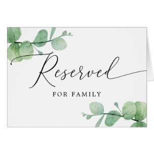 Reserved Sign   Elegant Eucalyptus Garden Wedding Cards