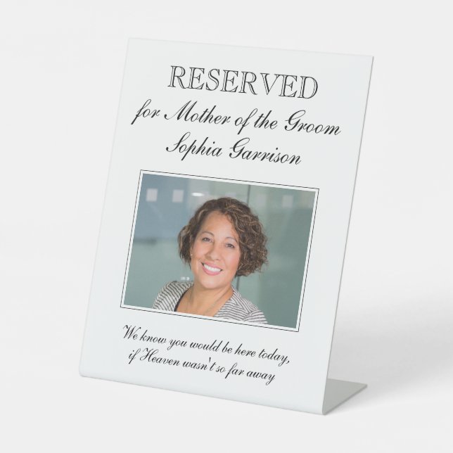 Reserved Sign for Mother of the Groom Memorial (Front)