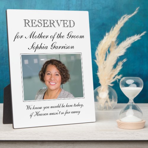 Reserved Sign for Mother of the Groom Memorial Plaque