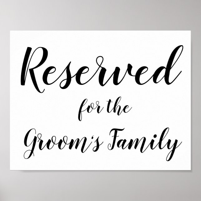 Reserved Sign - Groom's Family (Front)
