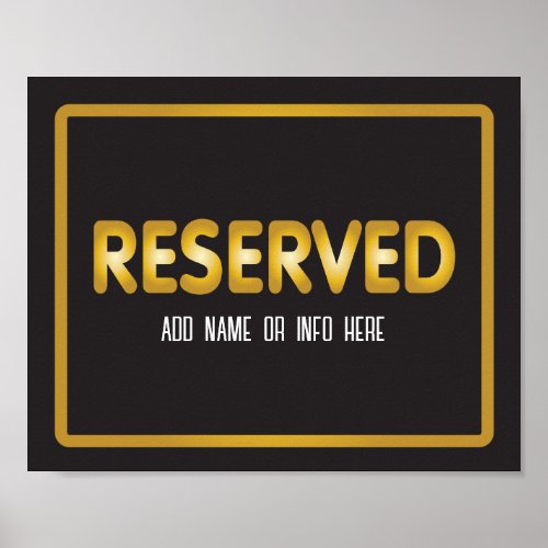 Reserved Sign in Elegant Black and Gold