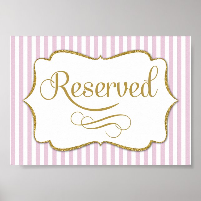 Reserved Sign Pink Gold Stripe (Front)