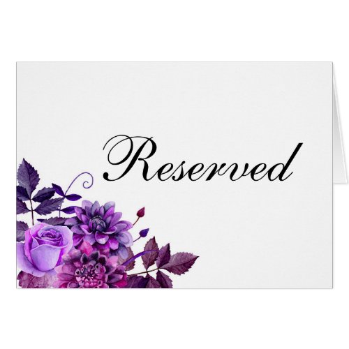 Reserved sign Purple wedding Floral table sign