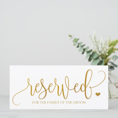 Reserved Sign to Hang on Wedding Chairs _Gold Foil