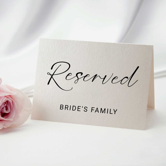 Reserved Sign Wedding Minimal Script Elegant Cards (Creator Uploaded)