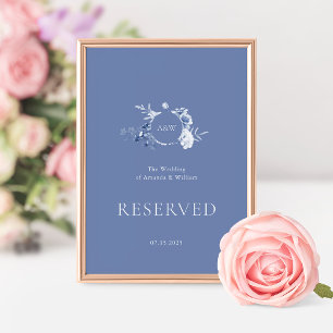 Reserved Sign with Dusty Blue Florals Invitation