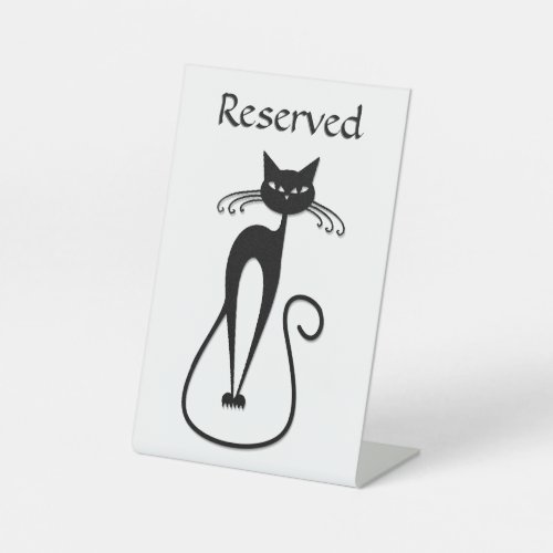 Reserved Skinny Black Cat Table Saving Pedestal Sign