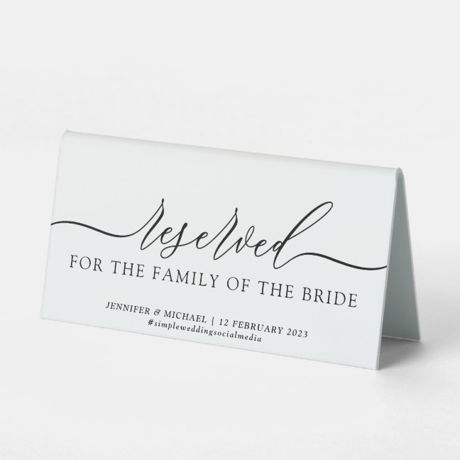 Reserved Table Family of the bride Tent