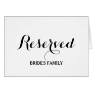 Reserved Table Or Seating Sign Card For Place at Zazzle