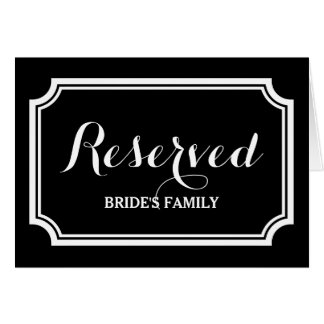Reserved table or seating sign cards for wedding
