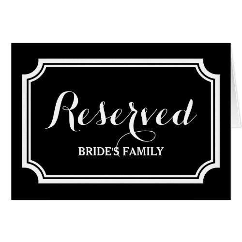 Reserved table or seating sign cards for wedding