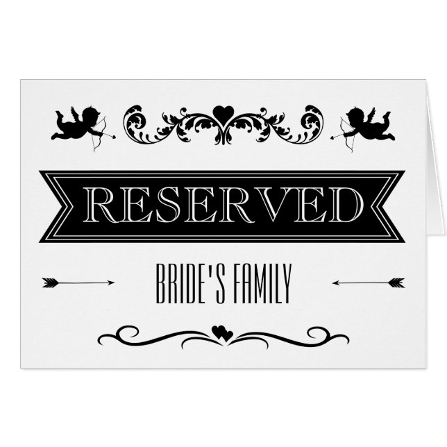 Reserved Table / Seating Sign Typography Wedding Cards (Front Horizontal)
