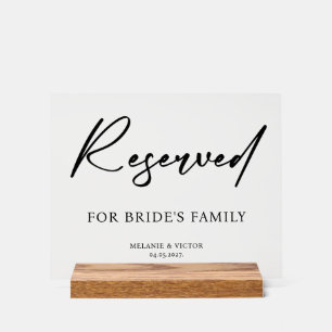 Reserved table Wedding Acrylic Sign
