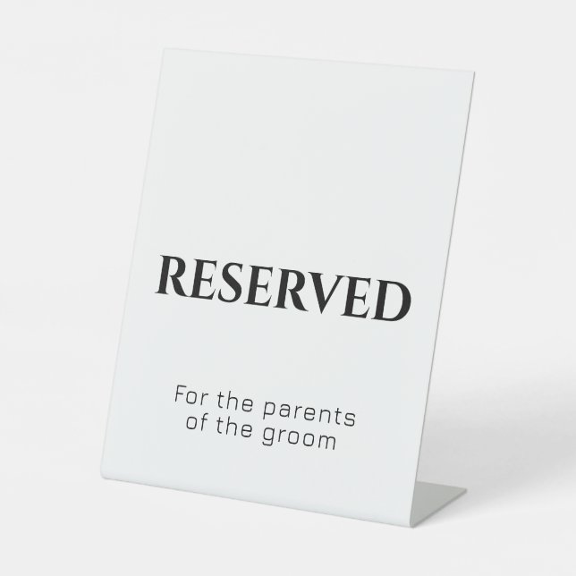 Reserved Table Wedding Modern Minimal Black White Pedestal Sign (Front)