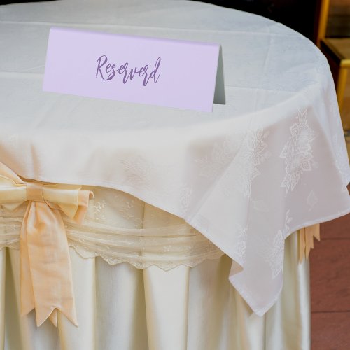 Reserved violet lavender purple script elegant table tent sign
