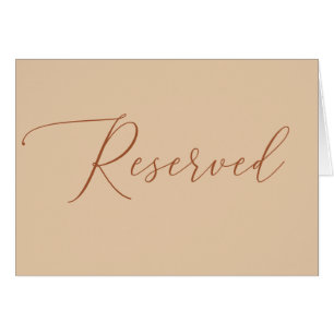 Reserved Wedding Sign   Elegant Script Peach Sand Cards