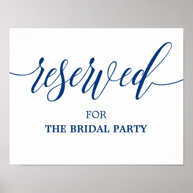 Reserved Wedding Sign in Navy Blue Calligraphy (Front)