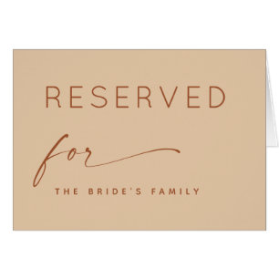 Reserved Wedding Sign Minimal Warm Peach Sand Cards