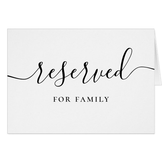 Reserved Wedding Sign | Modern Script Typography Cards (Front Horizontal)