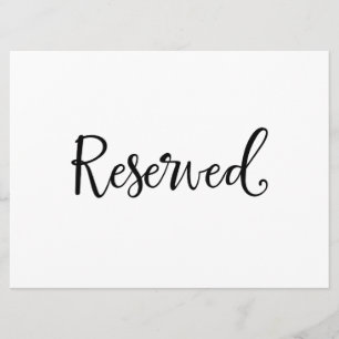 "Reserved" wedding Sign Rustic Calligraphy Invitation