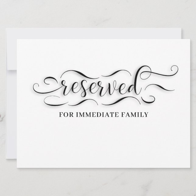 Reserved Wedding Table Card (Front)