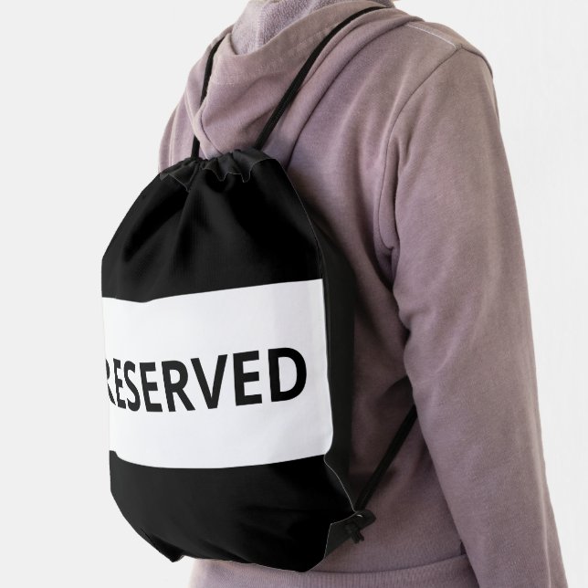 Reserved White Black Drawstring Bag (Insitu)
