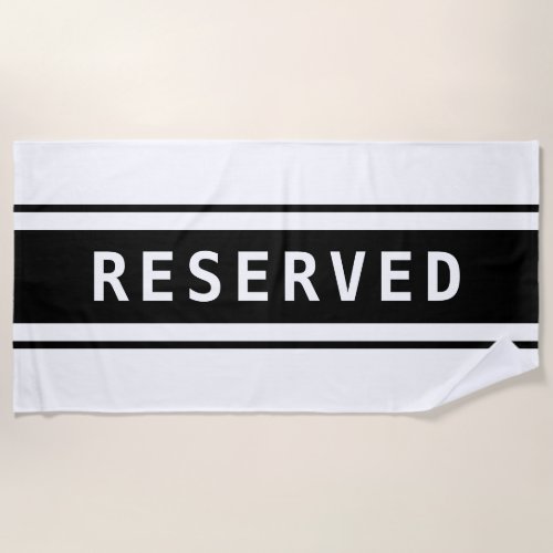 RESERVED White Text Black Stripes Beach Towel