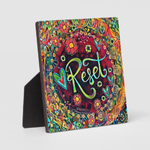 Reset Abstract Colorful Pretty Inspirivity Easel Plaque